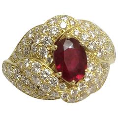 Boucheron Oval Ruby Diamond Gold Ring 12