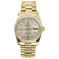 Used Rolex President Solid 18k Yellow Gold Original Diamond Dial and Bezel