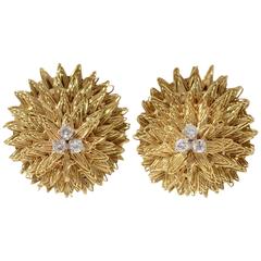 Hammerman Brothers Oval Diamond Gold Earclips 9