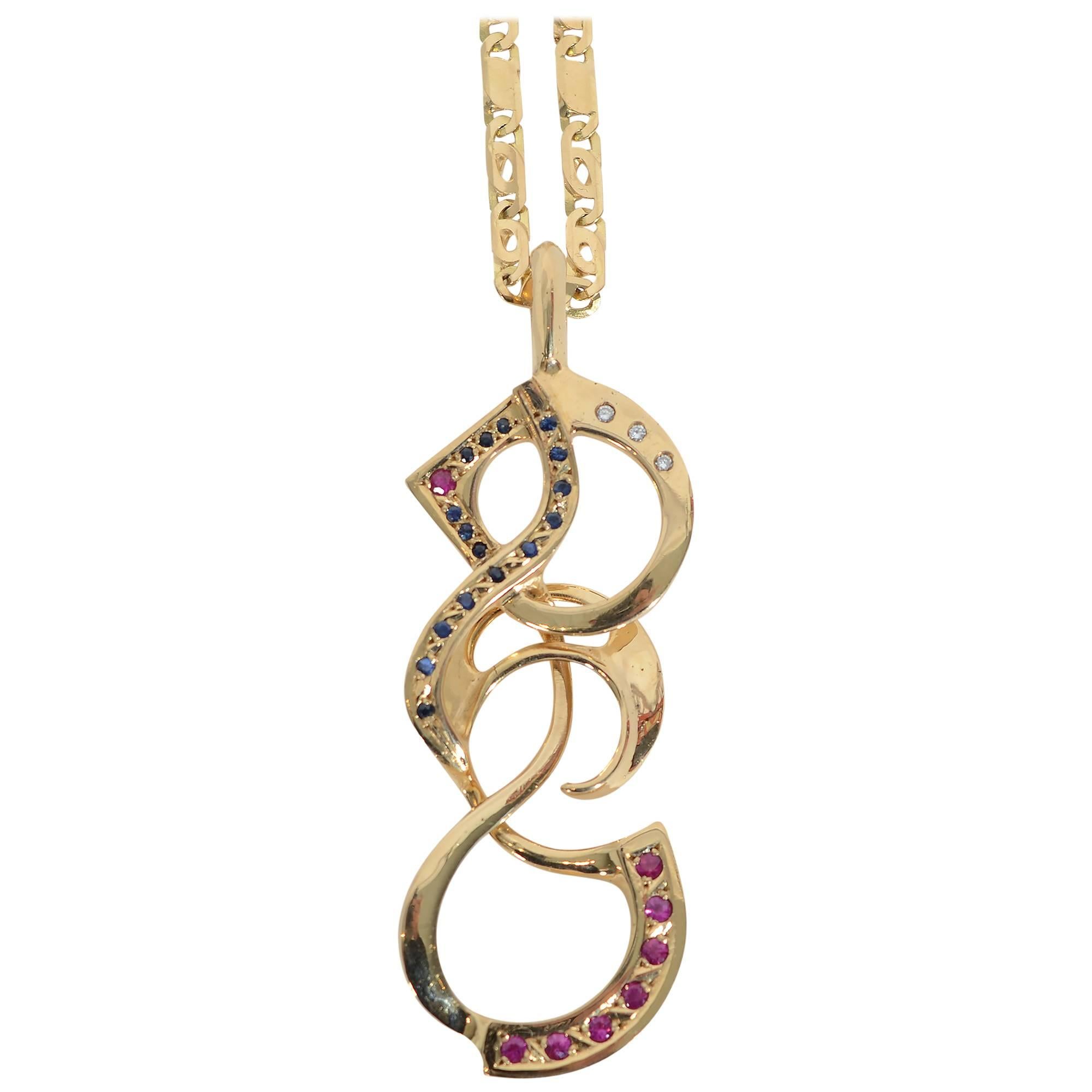Gold Pendant Necklace by Antonio Grediaga Kieff For Sale