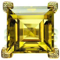 Lemon Citrine  Diamond Gold Ring
