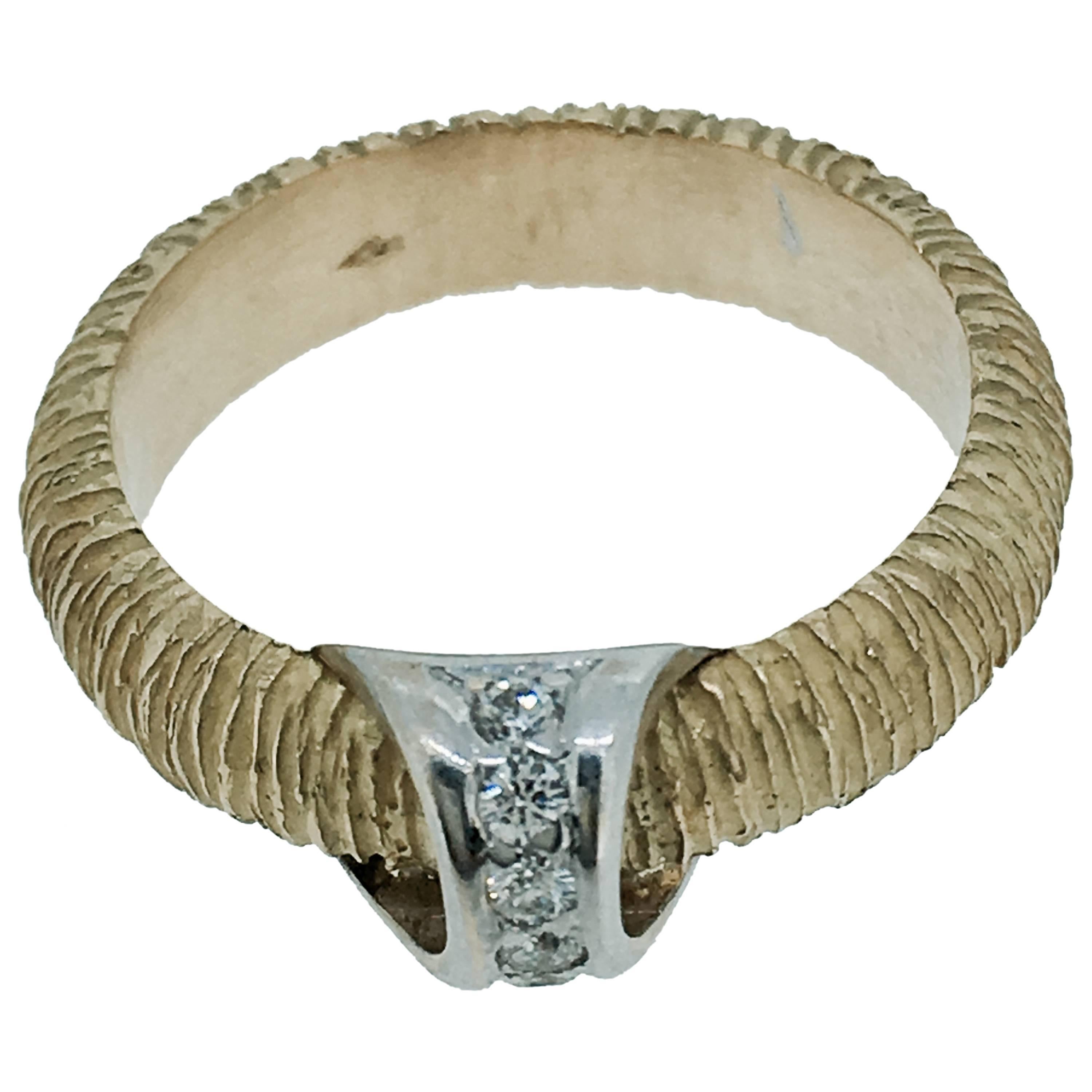 S.Van Giel Diamonds and Gold Modernist Wedding Ring