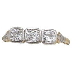 Art Deco Three Stone Diamond Engagement Ring