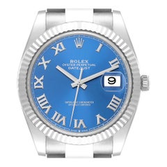 Rolex Datejust 41 Steel White Gold Blue Dial Mens Watch 126334 Box Card