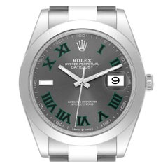 Rolex Datejust 41 Grey Green Wimbledon Dial Steel Mens Watch 126300 Box Card