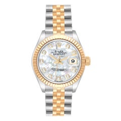 Rolex Datejust 28 Damenuhr aus Stahl und Gelbgold mit Perlmutt-Diamant