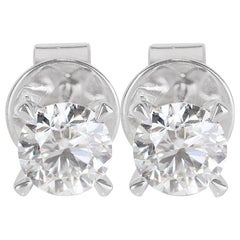 Pendientes de oro blanco de 18 quilates con brillantes diamantes naturales redondos y brillantes de 0,30 ct