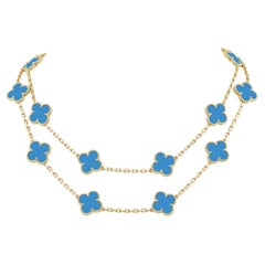 Van Cleef & Arpels Vintage Alhambra  20 Turquoise 18k gold Necklace