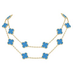 Van Cleef & Arpels Vintage Alhambra 20 Turquoise Agate 18k gold Necklace