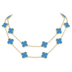 Van Cleef & Arpels - Vintage Alhambra  Collier en or 18 carats avec agate turquoise 20