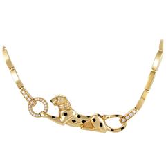 Cartier Panthere Enameled Yellow Gold Diamond and Tsavorite Necklace 9
