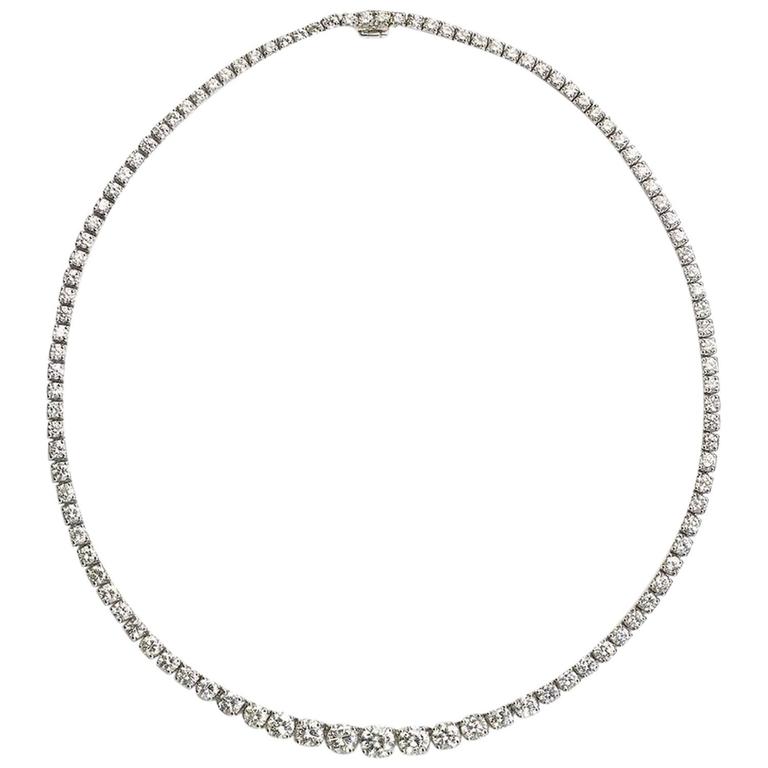 17.52ct Diamond Riviere Necklace For Sale