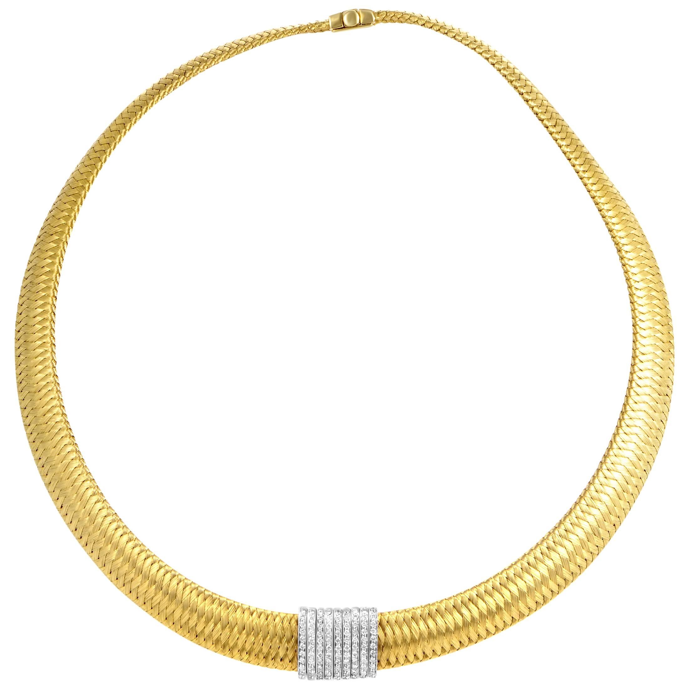 Roberto Coin Primavera Multi-Tone Gold and Diamond Choker Necklace