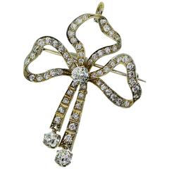 Edwardian Belle Epoch Diamond Bow Motif Pendant Brooch 1