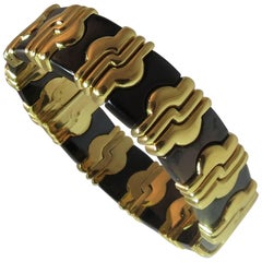 Stunning 18K Yellow Gold Anodized Steel Bangle Bracelet