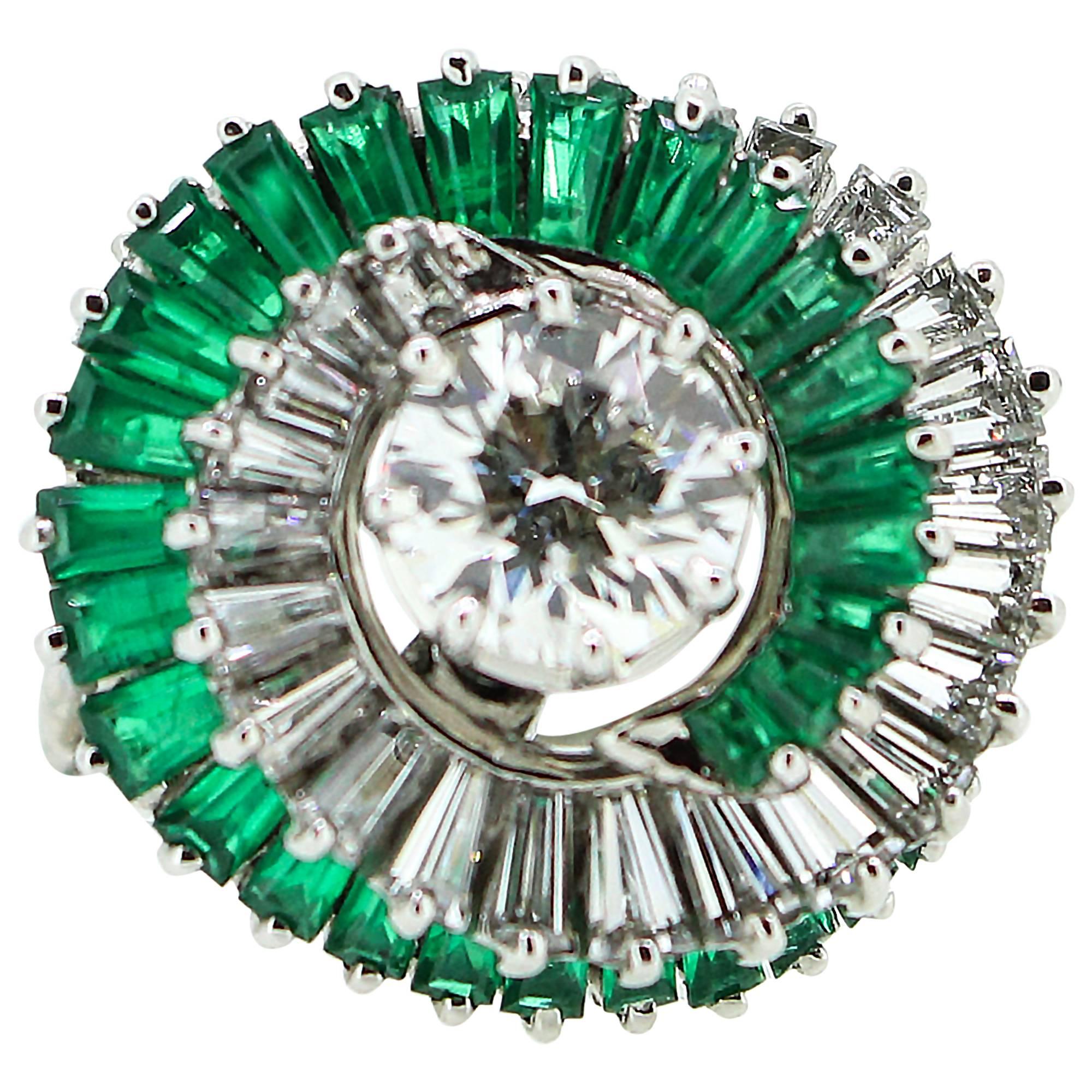 1950s Emerald Diamond Spiral Motif Ring at 1stDibs | emerald spiral ...