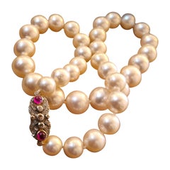 White South Sea  Cultured Pearl Necklace  Graduated from 15mm to 10mm