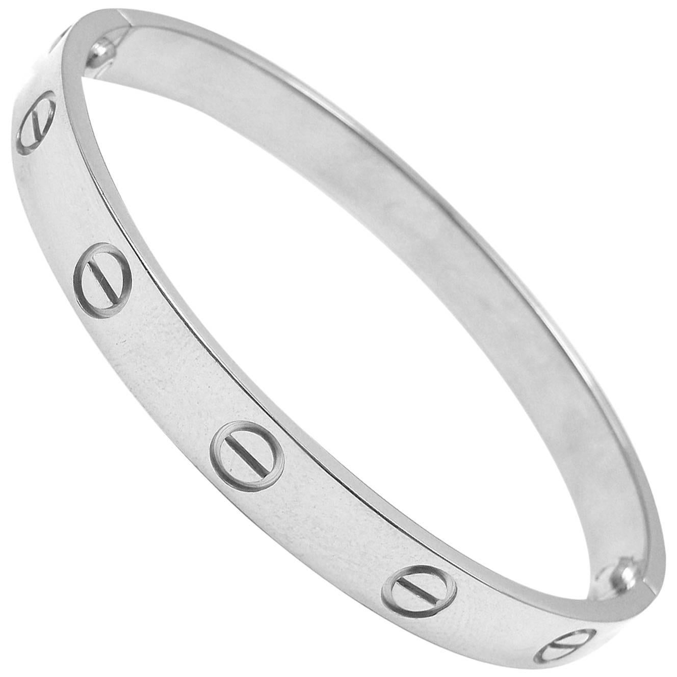 Cartier White Gold LOVEBracelet, Size 19 For Sale