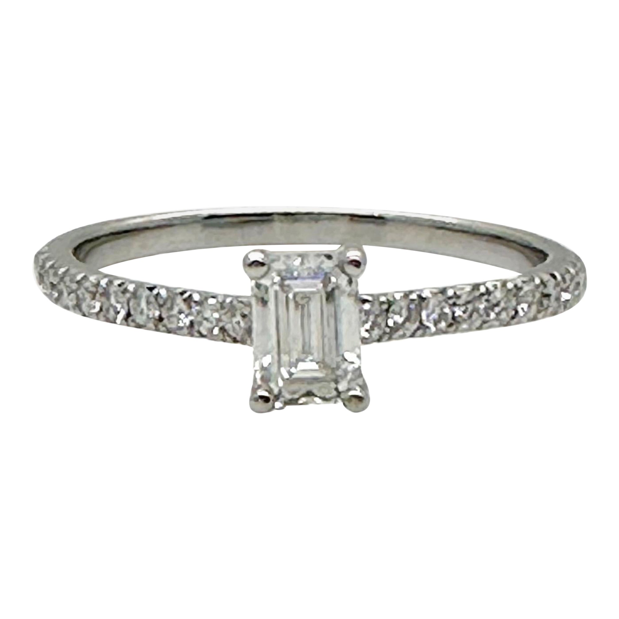 Tiffany & Co NOVO Emerald Diamond RB Diamonds Band 0.61tcw Plat Engagement Ring