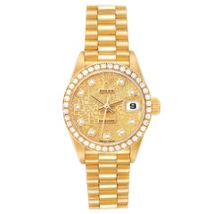 Rolex President Datejust Yellow Gold Diamond Anniversary Dial Ladies Watch 79138