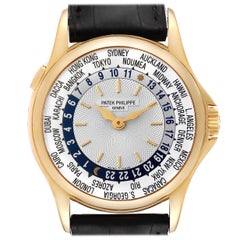 Patek Philippe World Time Complications Yellow Gold Mens Watch 5110J Papers