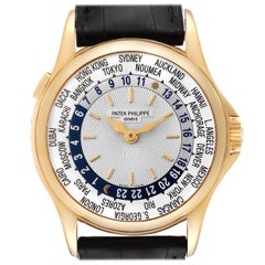 Patek Philippe World Time Complications Yellow Gold Mens Watch 5110J Papers
