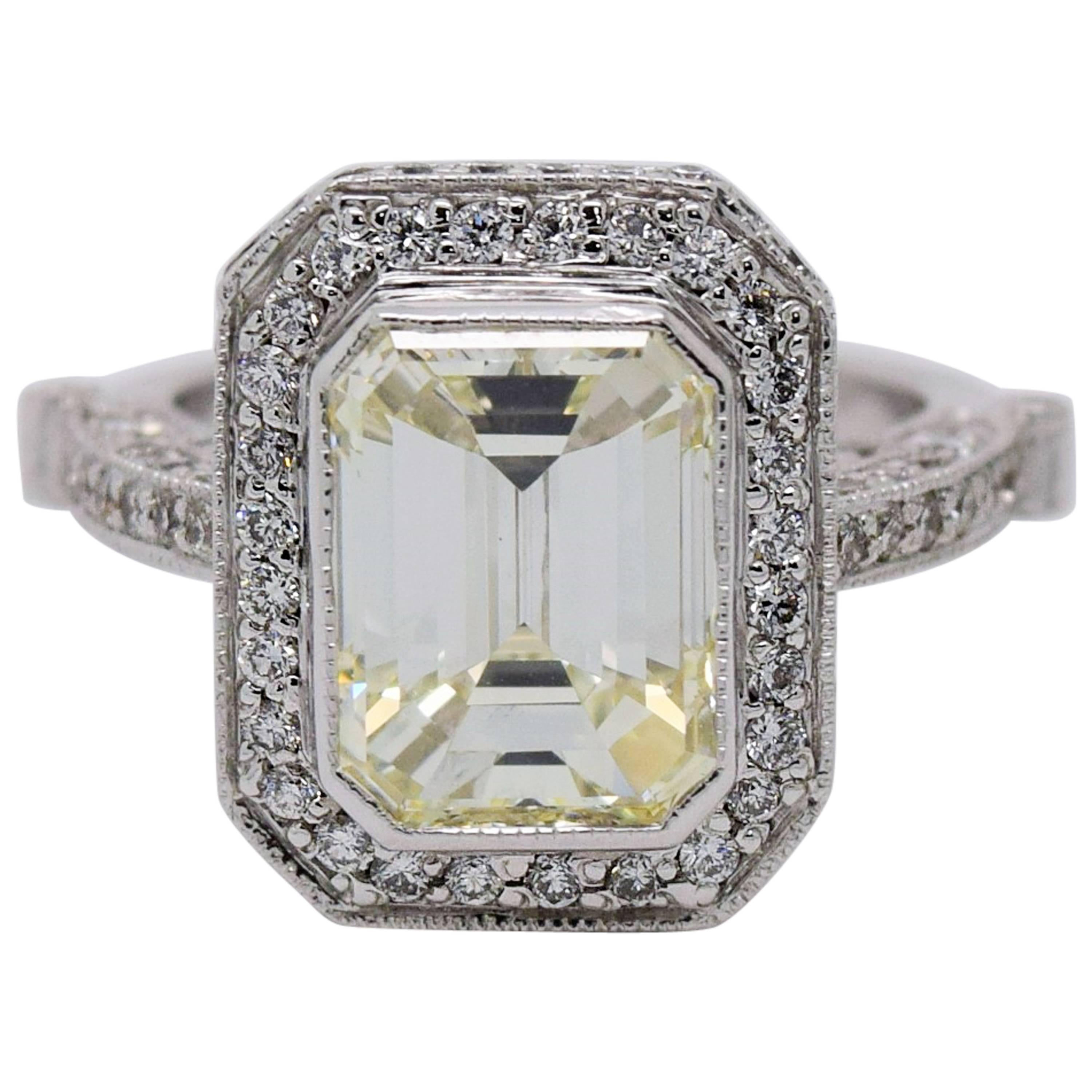5 carat Emerald Cut Diamond Cocktail Ring For Sale