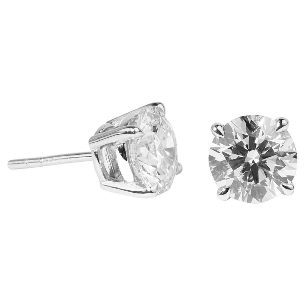 GIA Report Certified G VS 4 TCW Diamond Round Cut Stud Ears for her en vente