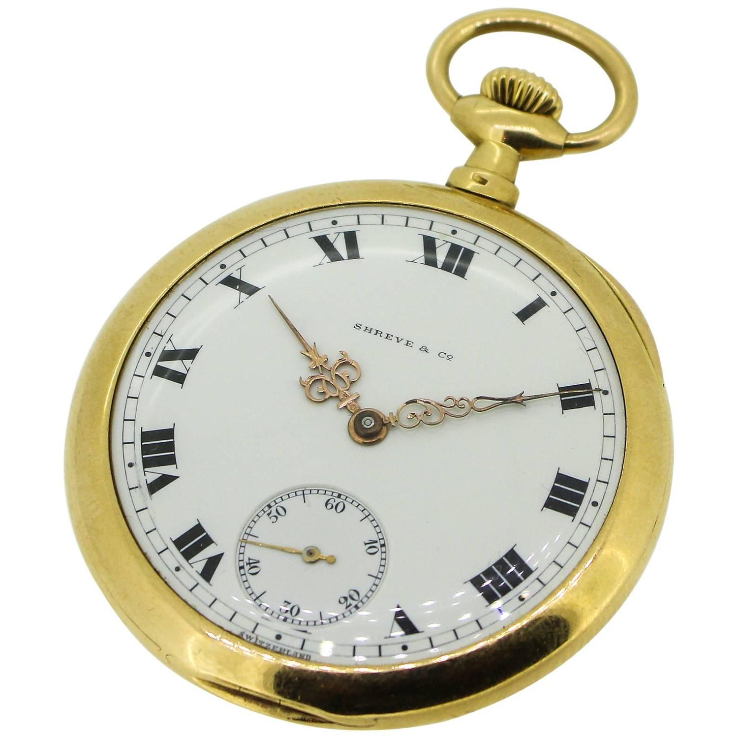 1905 Patek Philippe and Shreve and Co 18K Yellow Gold Pocket Watch For