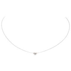 Moritz Glik Diamond solitaire necklace in 18k white gold, made in New York