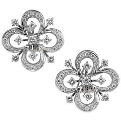 Barzizza floral diamond and 18-karat white gold earrings