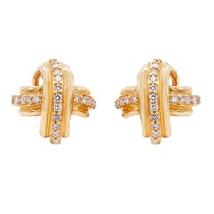 Tiffany & Co. Boucles d'oreilles « Kiss » en or jaune 18 carats et diamants