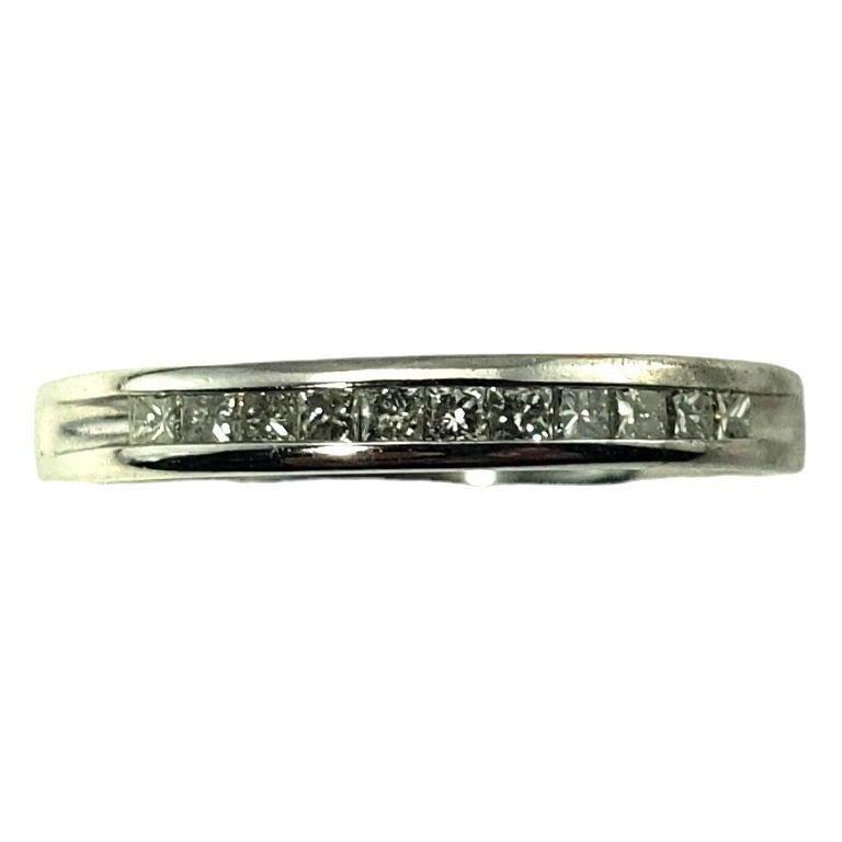10 Karat White Gold Princess Cut Diamond Band Ring Size 5.75 #13043 For Sale