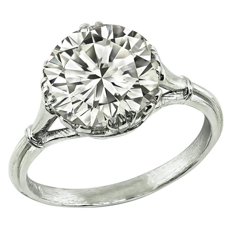 Estate GIA Certified 3.02ct Round Cut Diamond Engagement Ring For Sale