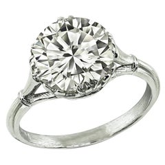 Estate GIA Certified 3.02ct Round Cut Diamond Engagement Ring