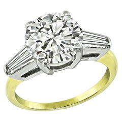 Vintage 2.55ct Diamond Yellow and White Gold Engagement Ring
