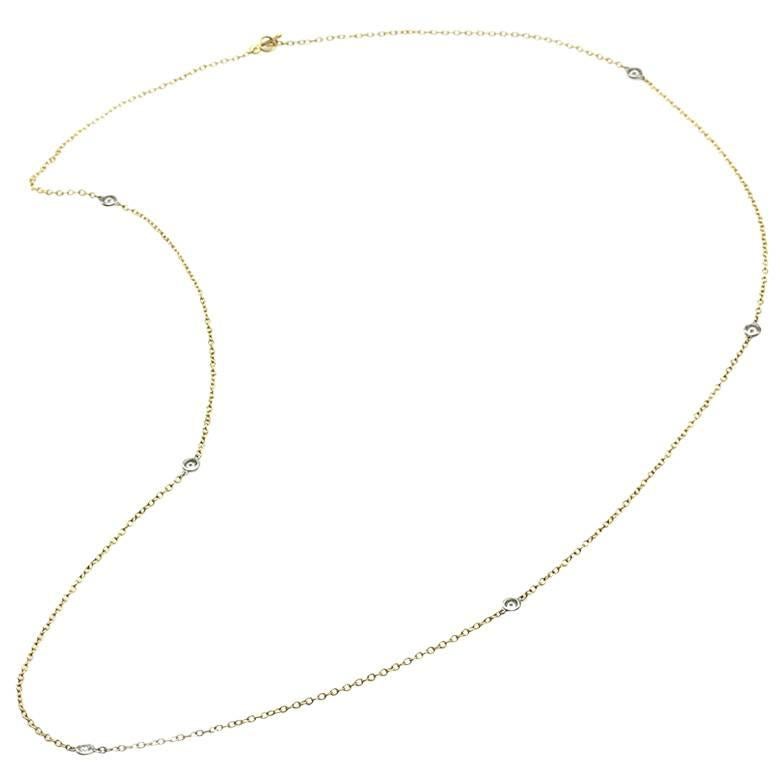 Tiffany & Co. Elsa Peretti Diamonds by the Yard Gold and Platinum Necklace  For Sale