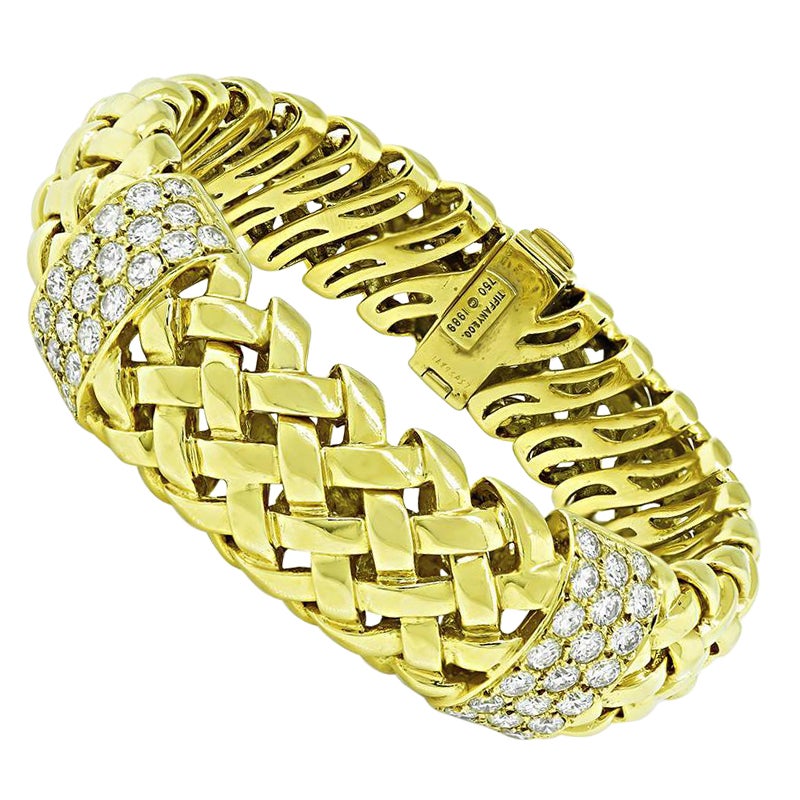 Tiffany & Co 5.00ct Diamond Gold Bracelet For Sale