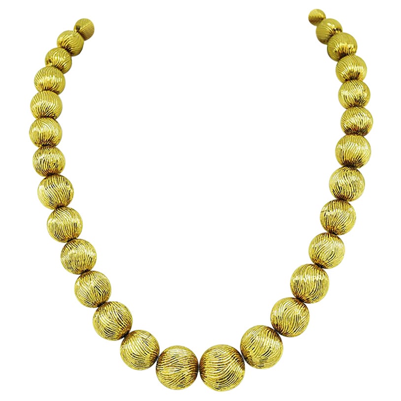 Tiffany & Co Gold Bead Necklace For Sale