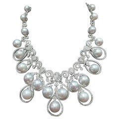 NWT $118, 000 Or 18KT Magnifique perle des mers du sud fantaisie diamant Collier drapé