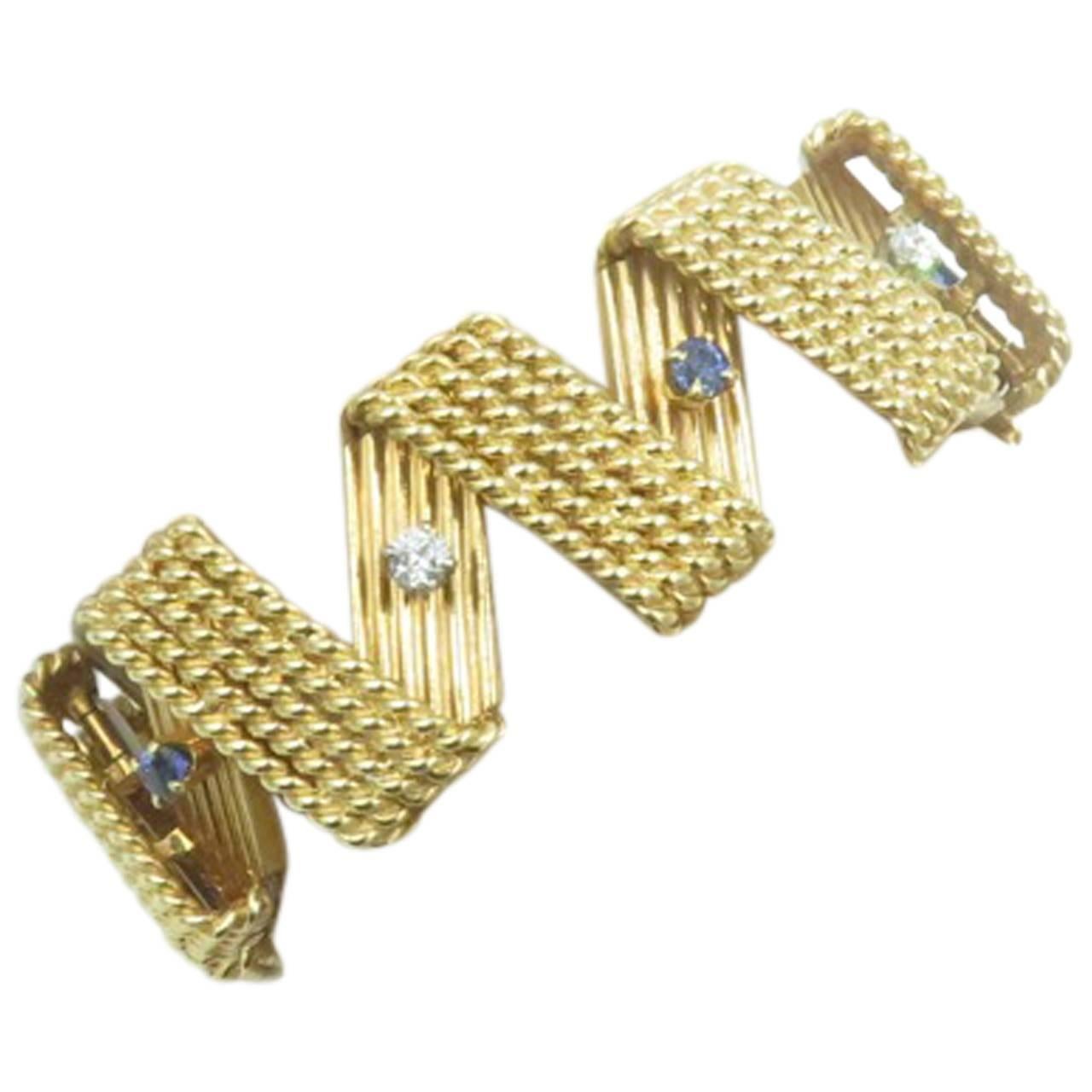  Diamond Sapphire Gold Bracelet.