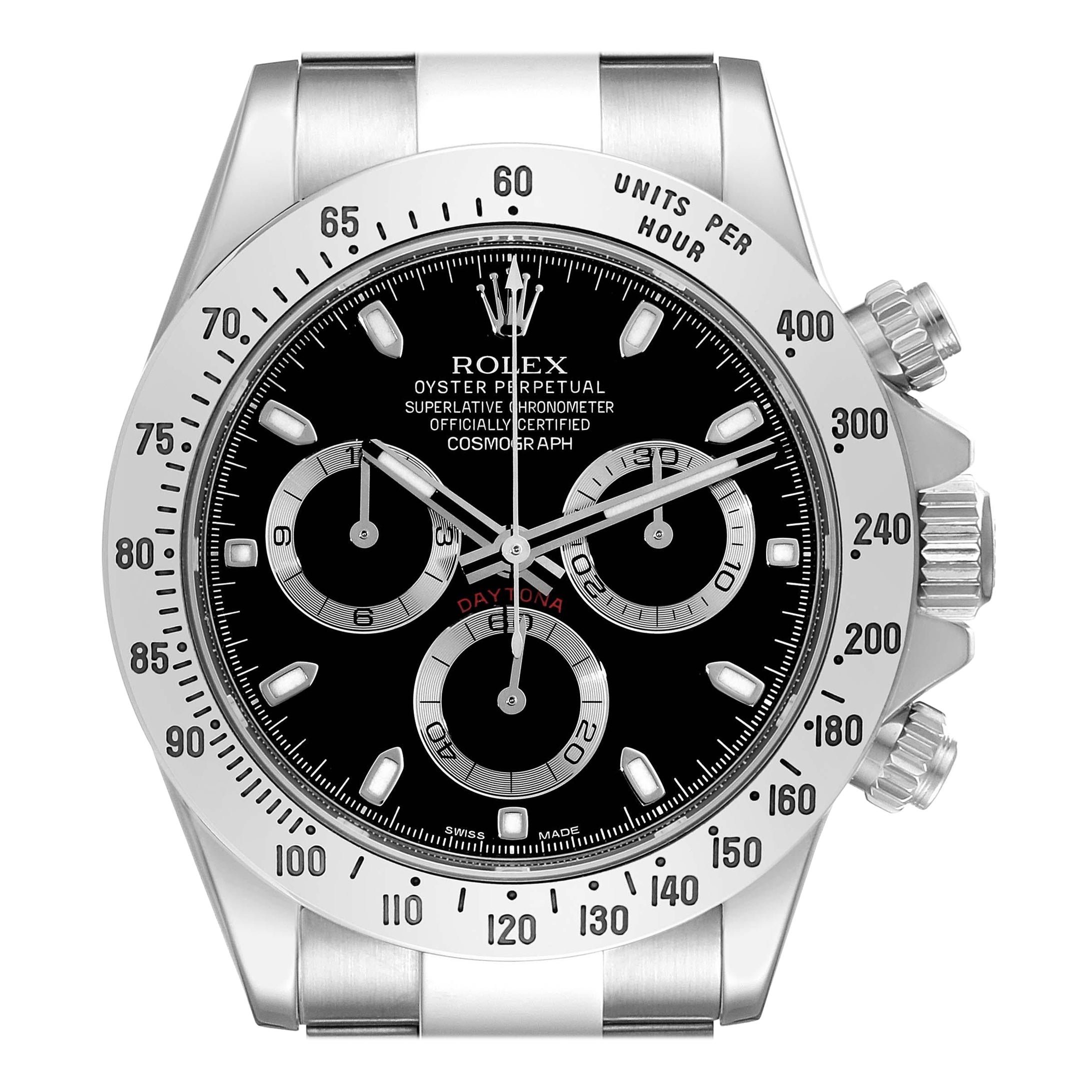 Montre chronographe Rolex Daytona en acier avec cadran noir pour hommes 116520