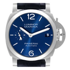 Panerai Luminor Marina Quaranta Stahl-Herrenuhr PAM01270 mit blauem Zifferblatt und Karton