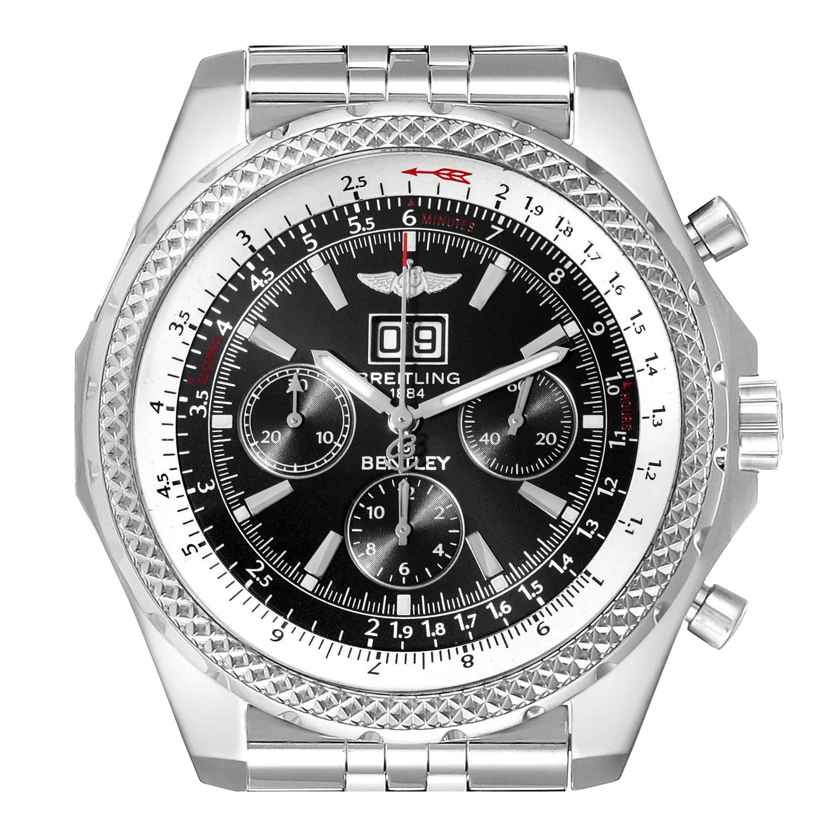 Breitling Bentley Motors Chronograph Steel Mens Watch A44362 Box Papers For Sale