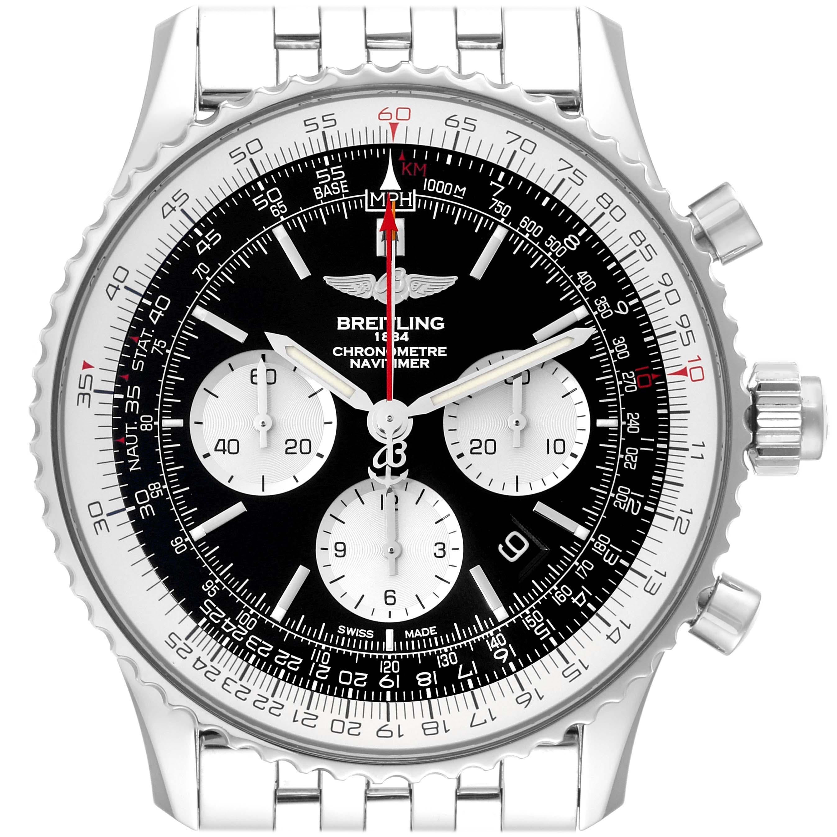 Breitling Navitimer Rattrapante Chronograph Stahl-Herrenuhr AB0310 Box Card im Angebot