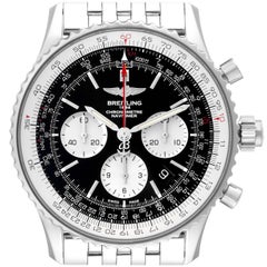 Retro Breitling Navitimer Rattrapante Chronograph Steel Mens Watch AB0310 Box Card