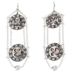 Moritz Glik botton earrings in 18k white gold and diamonds made in New York 2