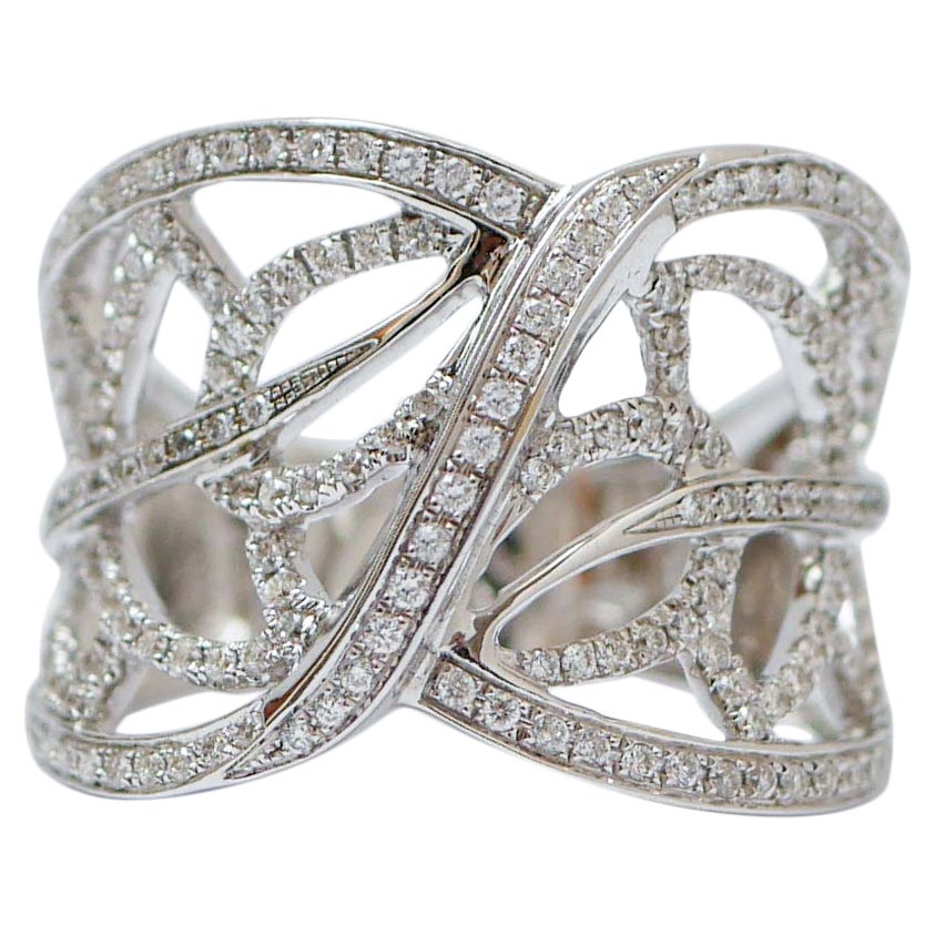 Diamonds, 18 Karat White Gold Band Ring. For Sale