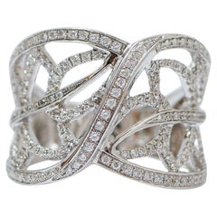 Diamonds, 18 Karat White Gold Band Ring.