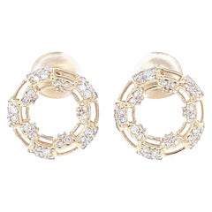 Boucles d'oreilles en or massif 18K avec diamants ronds en forme de cercle